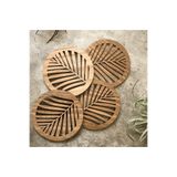 NT Handmade Ahşap 4lü Yaprak Şekilli Bardak Altlığı Mutfak Dekoru Kahve Köşesi
