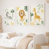 Nt Handmade Çerçeveli Uv Baskı Hayvanlar Duvar Tablosu – Modern & Şık Bebek Çocuk Odası Duvar Dekoru - 60 x 90 - Beyaz
