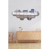 NT Handmade Gümüş Pleksi 12 Parça Petek Şekilli Duvar Dekoru Salon Oturma Yatak Odası Antre Için 120x40cm Ayna