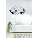 NT Handmade Gümüş Pleksi 7 Parça Kare Ayna Duvar Dekoru - Salon Oturma Yatak Odası Antre Için 80x40cm Ayna Seti