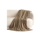 NT Handmade Koyu Bej 220x230 Çift Kişilik Polar Tv Battaniyesi Salon Oturma Yatak Odası Için Koltuk Şalı