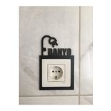 NT Handmade Siyah Ahşap Banyo Priz Çerçevesi - Priz Kenarı Ev Dekorasyon Wc Için Duvar Dekoru