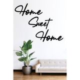 NT Handmade Siyah Ahşap Home Sweet Home Duvar Yazısı Dekoru - Kapı Süsü Antre Ev Için Lazer Kesim 75x45cm Tablo