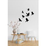 NT Handmade Siyah Ahşap Uçan Kuş Sürüsü Duvar Dekoru - Salon Oturma Yatak Çocuk Odası Için Mdf Tablo Seti