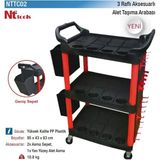 Nt Tools 3 Raflı Alet Taşıma Arabası Aksesuarlı Yüksek Kalite Pp Plastik NTTC02 95X43X83 Cm.