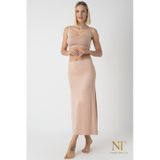 Nt Underwear Bambu Uzun Etek Astarı, Maxi Jupon Doğal Kumaş, Modern Kalıp. Bej