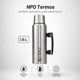 NT01 1.5l Çift Katmanlı Vakum Teknolojili 24H Sıcak 48H Soğuk 72H Buzlu Koruma Çelik Termos - 0 - 19 lt - 0 Siyah