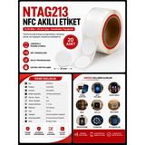 NTAG213 Nfc Kodlanabilir Kilitsiz Yapışkanlı 25MM Akıllı Etiket-20 Adet