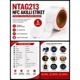 NTAG213 Nfc Kodlanabilir Kilitsiz Yapışkanlı 25MM Akıllı Etiket-5 Adet