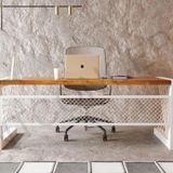 NTCollection Alfa Açık Ceviz Renk Masif Ahşap Ofis Ve Çalışma Masası ( 85 cm - 180 cm )