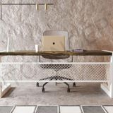 NTCollection Alfa Eskitme Siyah Renk Masif Ahşap Ofis Ve Çalışma Masası ( 85 cm - 140 cm )