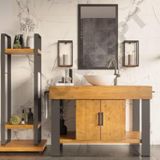 NTCollection Arwen Ayna Çerçeveli Masif Ahşap Lavabo Dolabı Hilton ( 90 cm )