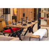 NTCollection Masif Ağaç Yemek Masası Takımı - 100 cm - 210 cm Masa + 210 cm Bank + 4 Adet Loft Sandalye