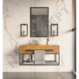 NTConcept Artes Ayna Çerçeveli Masif Ahşap Lavabo Dolabı HILTON(110CM)