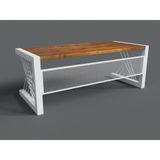 Ntconcept Doğal Ağaç Açık Ceviz Renk Beyaz Metal Perdeli Ofis ve Çalışma Masası (boy240cm-d100cm-h76cm)