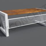 Ntconcept Doğal Ağaç Açık Ceviz Renk Beyaz Metal Perdeli Ofis ve Çalışma Masası (boy260cm-d100cm-h76cm)