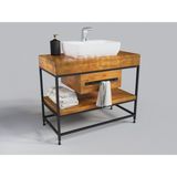 Ntconcept Lia Masif Ahşap Lavabo Dolabı Hilton - 80 cm - Açık Ceviz