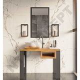 NTConcept Mia Ayna Çerçeveli Masif Ahşap Lavabo Dolabı Hilton - 90 Cm Ceviz