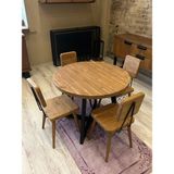 Ntconcept Round Masif Ahşap Loft Sandalyeli Yuvarlak Masa Takımı - Açık Ceviz - 85x85cm 2 Loft Sandalye