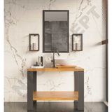 Ntconcept Sina Ayna Çerçeveli Masif Ahşap Lavabo Dolabı Hilton - 110 cm - Açık Ceviz