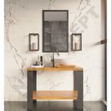 NTConcept Sina Ayna Çerçeveli Masif Ahşap Lavabo Dolabı Hilton - 80 Cm Ceviz