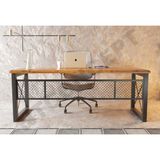 Ntconcept Truva Masif Ağaç Ofis ve Çalışma Masası - Ebat Seçenekli - 85x260 cm - Açık Ceviz