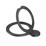NTidea 360° Evrensel Metal Halka, Telefon Standlı, Magsafe Etiketiyle Uyumlu, Manyetik Kablosuz Şarj Cihazı Dönüşüm Kiti iPhone 15/14/13, Galaxy S23/S22, Mag Safe Aksesuarları, Telefon Tutacağı, Siyah