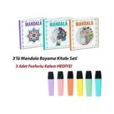 Ntt - 3 Lü Mandala Boyama Seti - 3 Renk Fosforlu Kalem Hediyeli