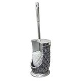 nu steel Boncuklu Kalp Reçine Tuvalet Temizleme Fırçası Tutuculu Kase Temizleyici, Yer Tasarrufu, Çağdaş Fırçalama Temizleyici, İyi Kavrama Dekoratif Tasarım, Krom, Gümüş