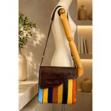 Nua Bags Hakiki Deri El Yapımı Patchwork Omuz Çantası