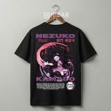 Nubarco Demon Slayer Anime Karakter Baskılı Yüksek Kalite Pamuklu T-Shirt - Siyah
