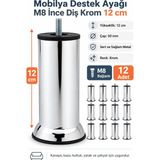Nublado 12 Adet Mobilya Kanepe Koltuk Baza Yatak Çekyat Yükseltme Ayağı M8 Ince Diş Metal Ayakları 12 cm