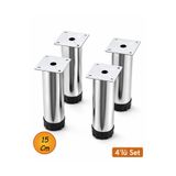 Nublado 15 cm Krom Mobilya Ayağı 4’lü Set Ayarlanabilir Tabanlı Metal Dolap Masa Ayağı