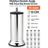 Nublado 16 Adet Mobilya Kanepe Koltuk Baza Yatak Çekyat Yükseltme Ayağı M8 Ince Diş Metal Ayakları 12 cm