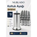 Nublado 24'lü Mobilya Kanepe Baza Yatak Koltuk Destek Yükseltme Ayağı M8 Civatalı Krom Metal Ayakları 15 cm - 24 Adet
