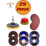 Nublado 25 Parça Avuç Içi Spiral Taşlama Makinesi 115 mm Cırt Zımpara Flap Inox Metal Kesme Kesici Disk Seti - Kırmızı