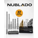 Nublado 32 Parça Matkap Ucu ve Vidalama Bits Seti Ahşap Metal Duvar Uyumlu - Siyah