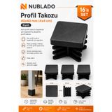 NUBLADO 40x40 mm Kare Profil Takozu Siyah 16 Adet – Masa Sandalye Mobilya Ayağı Plastik Profil Tapası