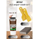 NUBLADO 4'lü Beyaz Ahşap ve Duvar Tamir Seti 125 Ml Dolgu Macunu 2 Adet Plastik Spatula 1 Kübik Zımpara