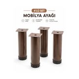 Nublado 4’lü Kahverengi Metal Mobilya Ayağı Ayarlanabilir Tabanlı Dolap Masa Koltuk Ayağı