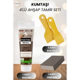 NUBLADO 4'lü Kumtaşı Ahşap ve Duvar Tamir Seti 125 Ml Dolgu Macunu 2 Adet Plastik Spatula 1 Kübik Zımpara