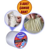 Nublado 5 Adet Bondit Çatı Izolasyon Ses Su Yalıtım Tamir Bandı Çamur Bant 10 cm x 2 Metre - Gri