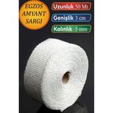 Nublado 50 Metre 3 cm Cam Elyaf Eksoz Sargısı Manifold Sargı Bezi Yanmaz Bant 5 mm (Kalınlık) - Beyaz - 5 mm x 3 cm