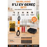 Nublado 5'li Ev Gereç Seti Çok Amaçlı Anahtar Tornavida Matkap Ucu Bits Organizer Kutu - 001-Renkli