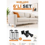 Nublado 6’lı Koltuk Ayağı Seti 15 cm 4 Krom Ayak + 2 Orta Destek Ayağı 6’lı Koltuk Ayağı Seti 4 Krom Ayak
