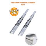 NUBLADO Bilyeli Teleskopik Çekmece Rayı 35 cm x 3,6 cm Metal Dolap Mobilya Şifonyer Mutfak Çekmece Rayı