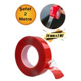 NUBLADO Çift Taraflı Silikon Bant Şeffaf 24 mm x 2 Metre Montaj Bandı Güçlü Çok Amaçlı Yapıştırıcı 1 Adet.
