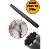 Nublado Elmas Karot Ucu 51 mm Beton Zemin Duvar Delme Delik Açma Panç Aparat Uç Deprem Numune Al Test - Siyah - 51 mm x 46 cm