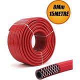 Nublado Kırmızı 15 Metre Çelik Kompresör Hava Hortumu 8 mm Termo Dayanıklı Yapı ile Bahçe Kullanımına Uygun