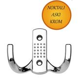 Nublado Krom İkili Duvar Askısı - Banyo Mutfak Elbise Askılığı - Bornoz Havlu Ceket Mont Kancası - Nokta Desenli Dayanıklı Metal Kapı Arkas